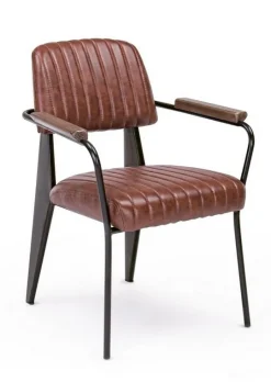 Sedie>Bizzotto SEDIA CON BRACCIOLI IN ECOPELLE ARANCIO SCURO - NELLY