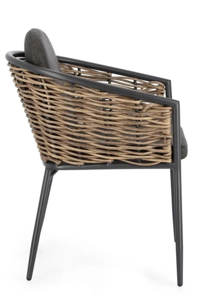 Sedie>Bizzotto SEDIA CON CUSCINO ANTRACITE YK13 - MARIBELA