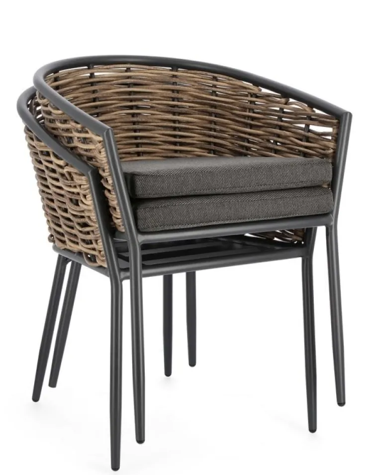 Sedie>Bizzotto SEDIA CON CUSCINO ANTRACITE YK13 - MARIBELA