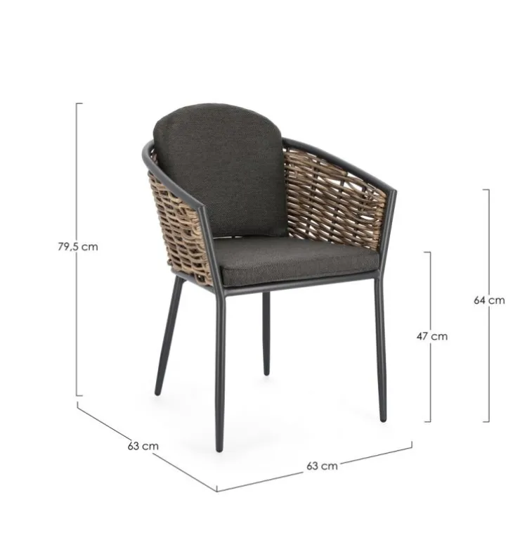 Sedie>Bizzotto SEDIA CON CUSCINO ANTRACITE YK13 - MARIBELA