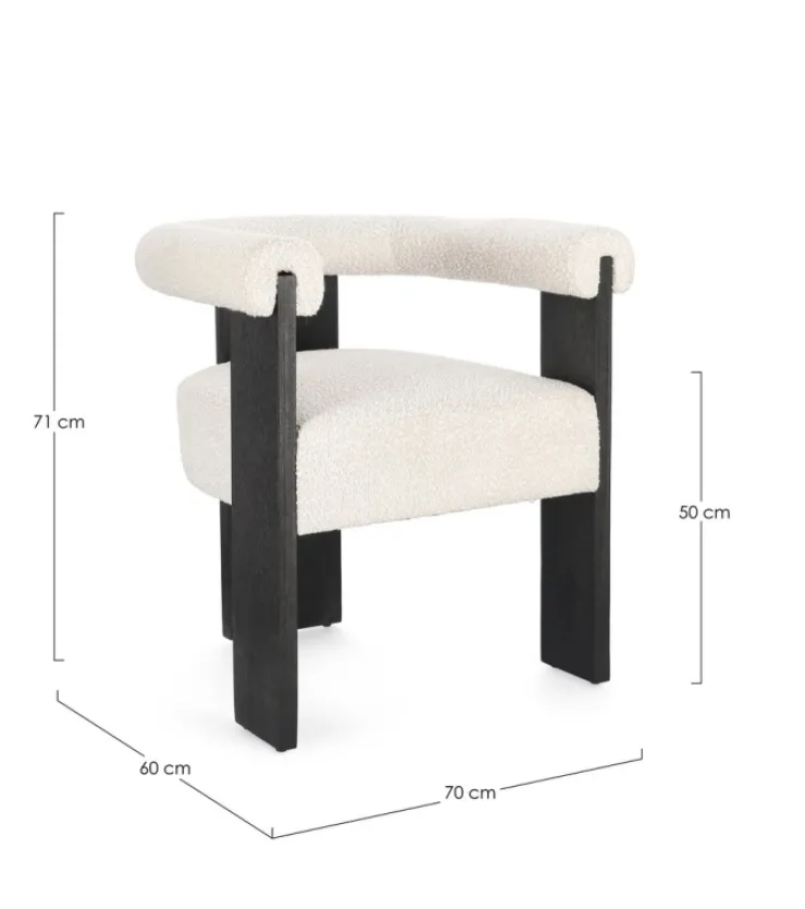 Sedie>Bizzotto SEDIA EFFETTO BOUCLE' NERO NATURALE - AGAPE