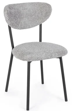 Sedie>Bizzotto SEDIA EFFETTO BOUCLE' GRIGIO CHIARO - LUDMILLA