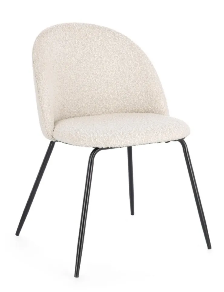 Sedie>Bizzotto SEDIA EFFETTO BOUCLE' NERO/AVORIO- TANYA