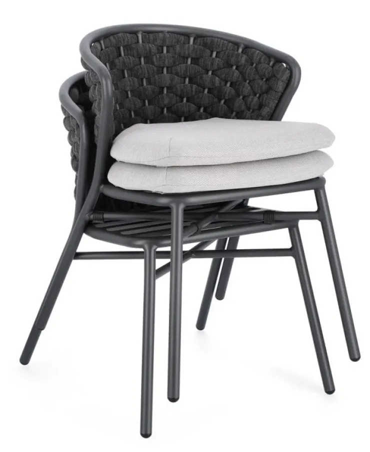 Sedie>Bizzotto SEDIA IN ALLUMINIO ANTRACITE QS22/GRAPHITE - HARLOW