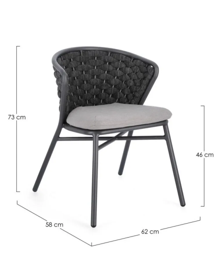 Sedie>Bizzotto SEDIA IN ALLUMINIO ANTRACITE QS22/GRAPHITE - HARLOW