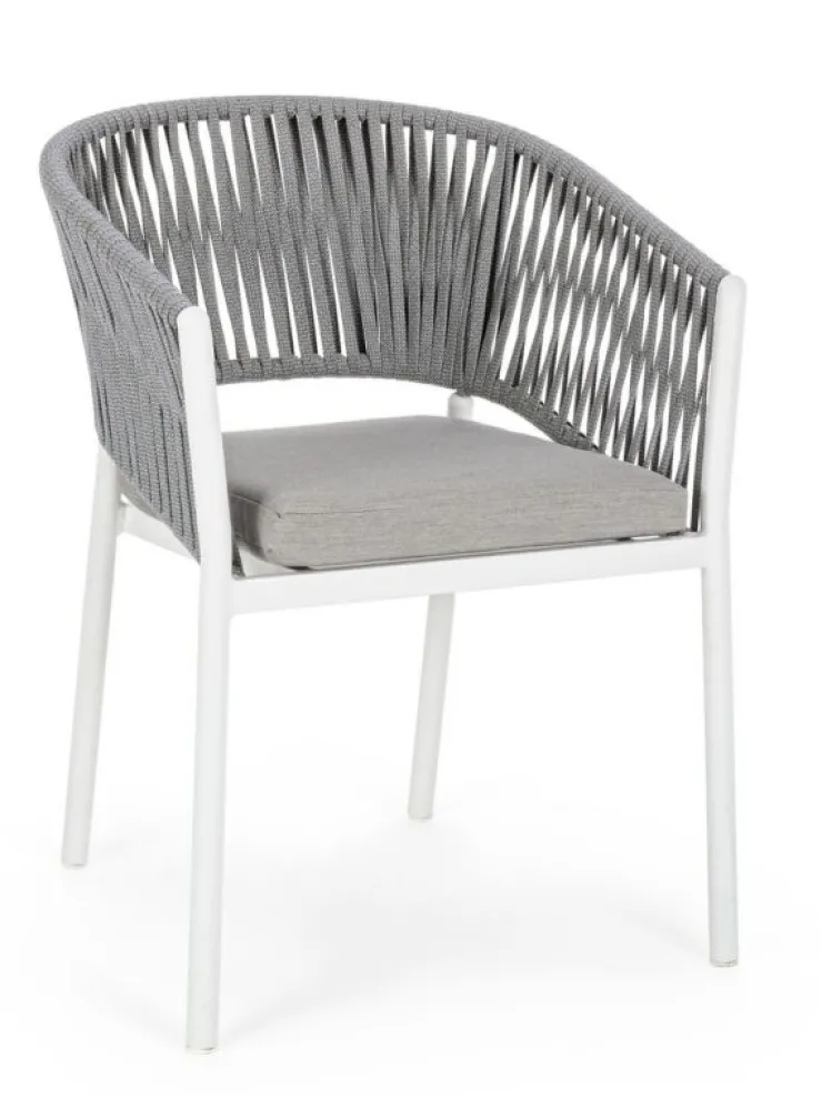Sedie>Bizzotto SEDIA IN CORDA PER ESTERNO IMPILABILE BIANCO WG20 -FLORENCIA