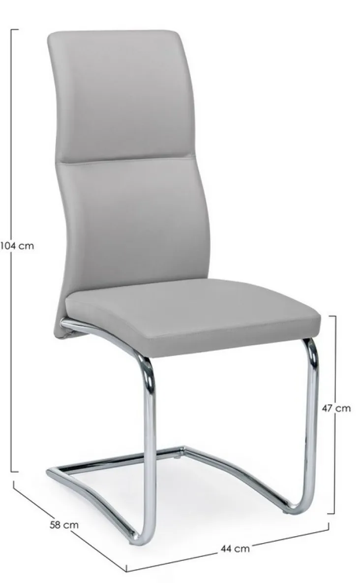 Sedie>Bizzotto SEDIA IN ECOPELLE GRIGIO CHIARO - THELMA