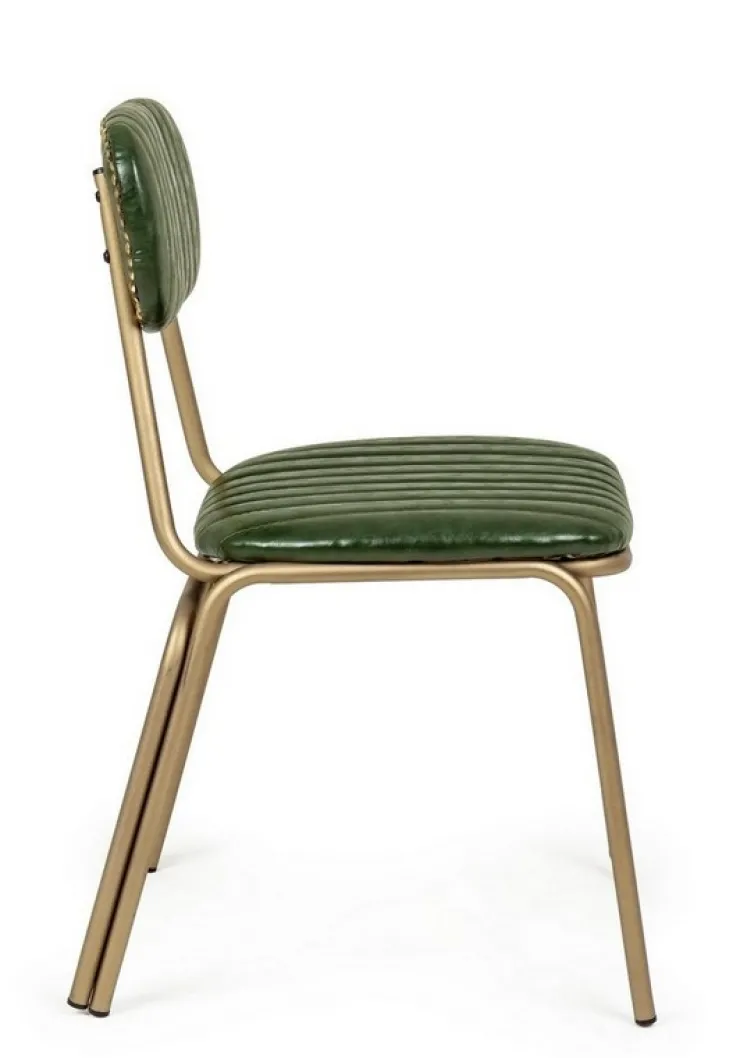 Sedie>Bizzotto SEDIA IN ECOPELLE VERDE SCURO - ADDY