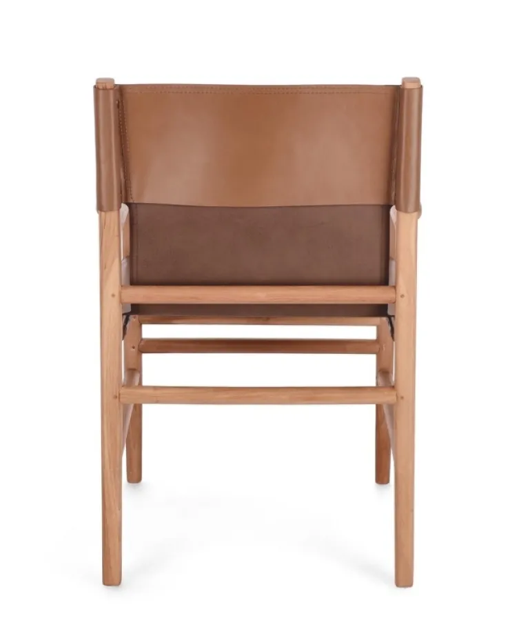 Sedie>Bizzotto SEDIA IN PELLE CON BRACCIOLI COGNAC - CAROLINE