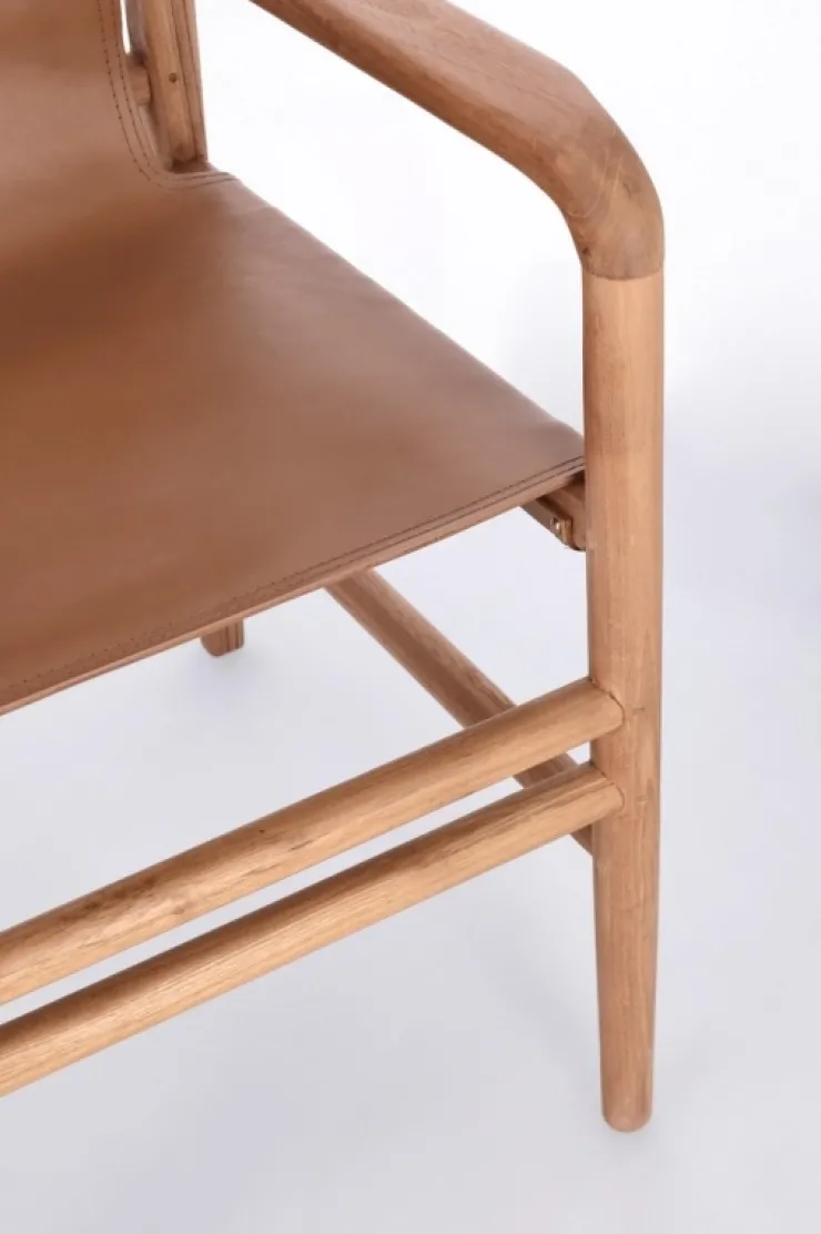 Sedie>Bizzotto SEDIA IN PELLE CON BRACCIOLI COGNAC - CAROLINE
