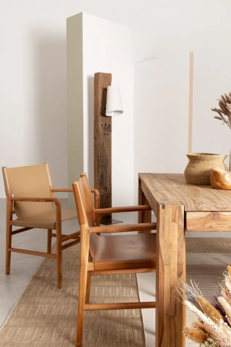 Sedie>Bizzotto SEDIA IN PELLE CON BRACCIOLI COGNAC - CAROLINE