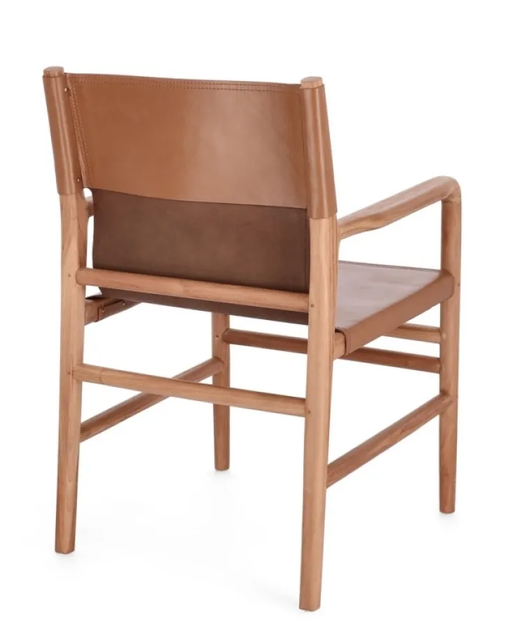 Sedie>Bizzotto SEDIA IN PELLE CON BRACCIOLI COGNAC - CAROLINE