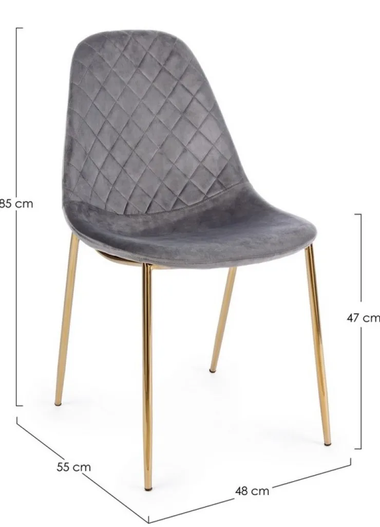 Sedie>Bizzotto SEDIA IN VELLUTO GRIGIO SCURO - TERRY