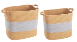 Ceste Decorative>Bizzotto SET2 CESTA FLOW 2M RETT NATURALE-GRIGIO