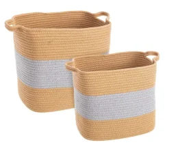 Ceste Decorative>Bizzotto SET2 CESTA FLOW 2M RETT NATURALE-GRIGIO