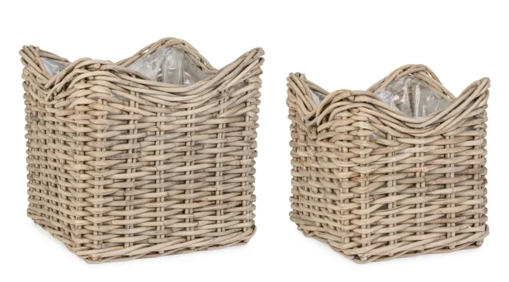 Ceste Decorative>Bizzotto SET2 CESTA HARIS QU GRIGIO