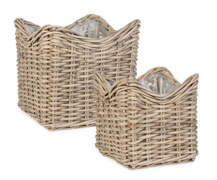 Ceste Decorative>Bizzotto SET2 CESTA HARIS QU GRIGIO