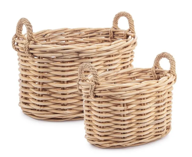 Ceste Decorative>Bizzotto SET2 CESTA 2M MALANG OV NATURALE