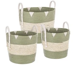 Ceste Decorative>Bizzotto SET3 CESTA 2M THELMA VERDE SVAS