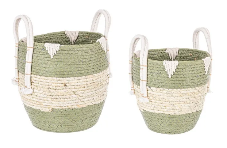 Ceste Decorative>Bizzotto SET2 CESTA 2M THELMA VERDE TO