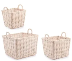 Ceste Decorative>Bizzotto SET3 CESTO 2M NARRA QU SBIANCATO