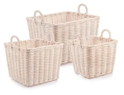 Ceste Decorative>Bizzotto SET3 CESTO 2M NARRA QU SBIANCATO