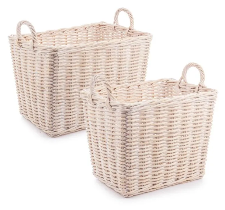 Ceste Decorative>Bizzotto SET2 CESTO 2M NARRA SBIANCATO S