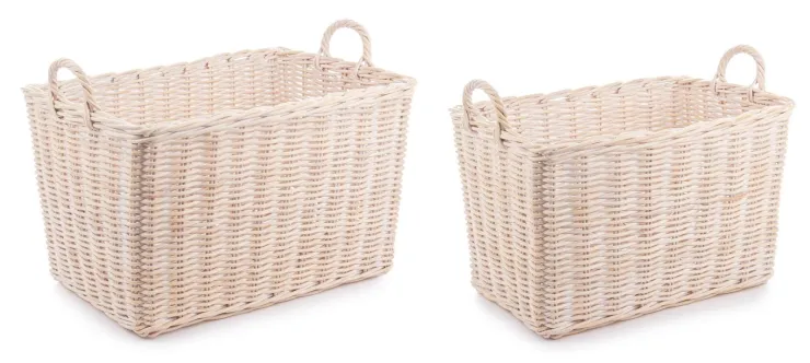 Ceste Decorative>Bizzotto SET2 CESTO 2M NARRA SBIANCATO M