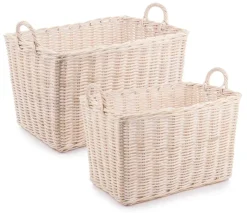 Ceste Decorative>Bizzotto SET2 CESTO 2M NARRA SBIANCATO M