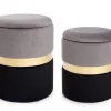 Pouf>Bizzotto SET2 POUF CONTENITORE GRIGIO NERO - POLINA