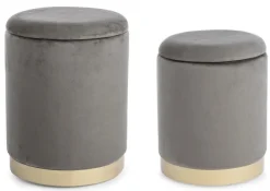 Pouf>Bizzotto SET2 POUF CONTENITORE GRIGIO - POLINA