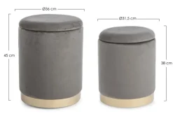 Pouf>Bizzotto SET2 POUF CONTENITORE GRIGIO - POLINA