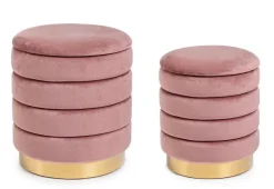 Pouf>Bizzotto SET2 POUF CONTENITORE IN LEGNO ROSA ANTICO - DARINA