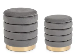 Pouf>Bizzotto SET2 POUF CONTENITORE IN LEGNO GRIGIO - DARINA