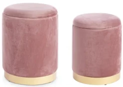 Pouf>Bizzotto SET2 POUF CONTENITORE ROSA ANTICO - POLINA