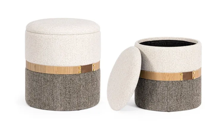 Pouf>Bizzotto SET2 POUF CONTENITORE TANYA BIA-GRIGIO