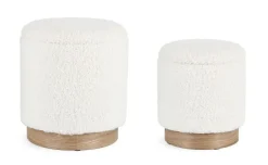 Pouf>Bizzotto SET2 POUF CONTENITORE ZOYA BIANCO TEDDY