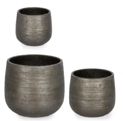 Vasi E Coprivasi>Bizzotto SET3 P.VASO EMEI BASSO GRIGIO