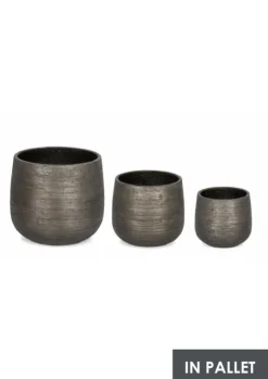 Vasi E Coprivasi>Bizzotto SET3 P.VASO EMEI BASSO GRIGIO