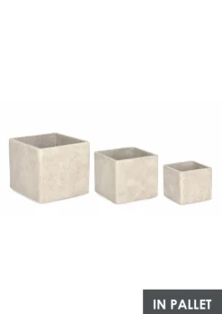 Vasi E Coprivasi>Bizzotto SET3 P.VASO MEILI QUADRATO BASSO BEIGE