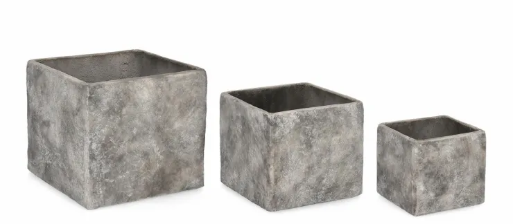 Vasi E Coprivasi>Bizzotto SET3 P.VASO MEILI QUADRATO BASSO GRIGIO