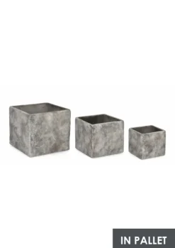 Vasi E Coprivasi>Bizzotto SET3 P.VASO MEILI QUADRATO BASSO GRIGIO