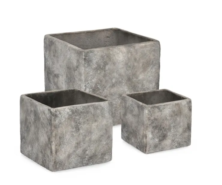 Vasi E Coprivasi>Bizzotto SET3 P.VASO MEILI QUADRATO BASSO GRIGIO