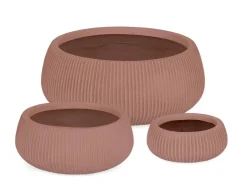 Vasi E Coprivasi>Bizzotto SET3 P.VASO RIBBED BOMB TERRACOTTA BASSO