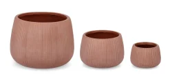 Vasi E Coprivasi>Bizzotto SET3 P.VASO RIBBED BOMB TERRACOTTA ALTO
