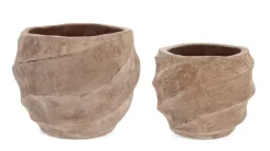 Vasi E Coprivasi>Bizzotto SET2 P.VASO TEIDE BASS TERRACOTTA BRUNIT