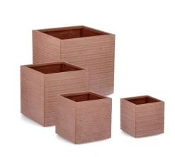 Vasi E Coprivasi>Bizzotto SET4 P.VASO TRESSAGE QU TERRACOTTA