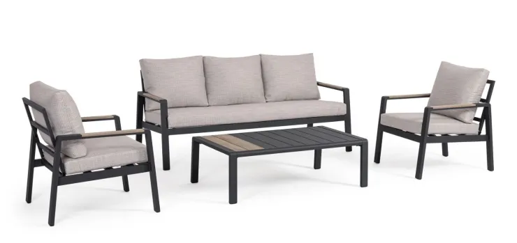 Salotti Completi>Bizzotto SET4 SALOTTO C-C ELNA ANTRACITE LH32
