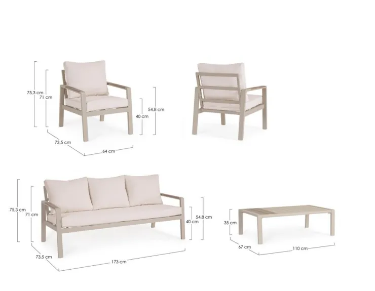 Salotti Completi>Bizzotto SET4 SALOTTO C-C ELNA PEYOTE