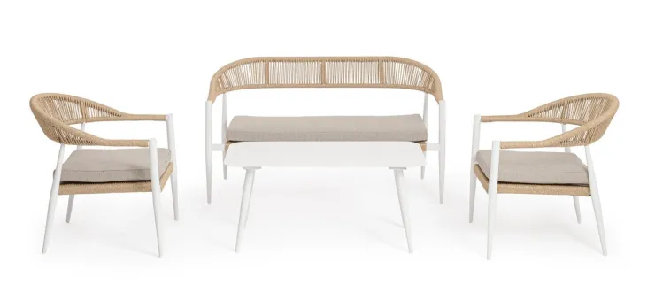 Salotti Completi>Bizzotto SET4 SALOTTO C-C JANDIA BIANCO/BEIGE